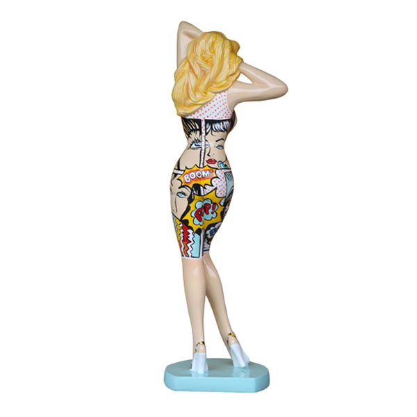 Retro Lady in Popart Dress Statue - Click Image to Close