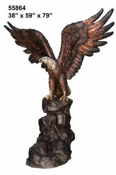 Bronze Eagle On Rock Statue - Click Image to Close