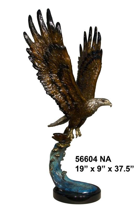 Bronze Flying Eagle On Wave 37.5\"