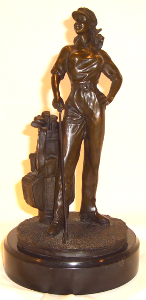 Lady Golfer Bronze Statue