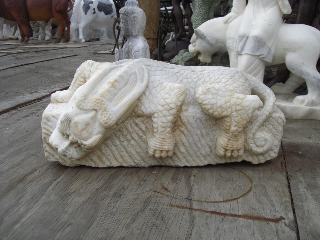 Matched ( Left & Right) Pair of stone Buddha stone dragons