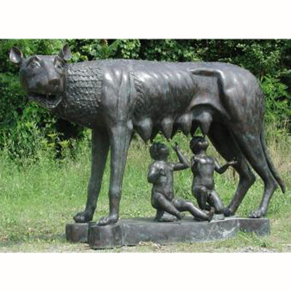 Bronze Capitoline Wolf / Romulus and Remus Large - Click Image to Close