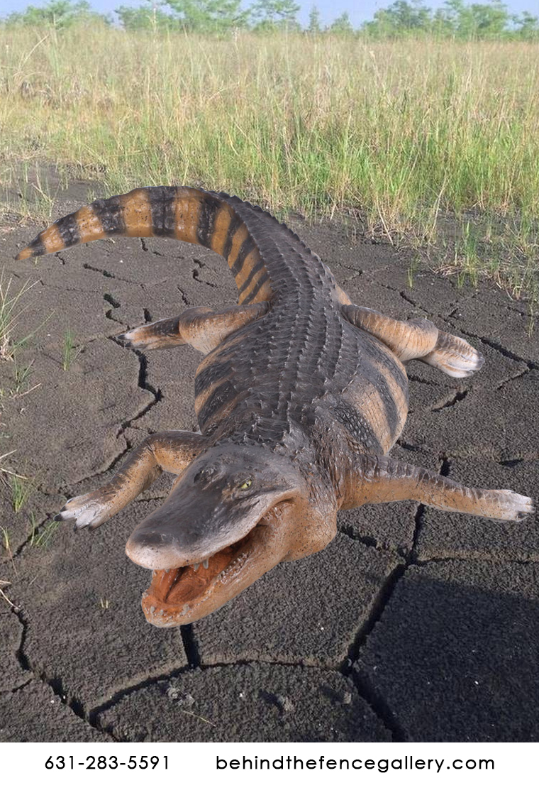 Alligator Statue Life Size American Reptile Theme Props - Click Image to Close