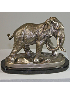 Bronze Elephant with Marble Base