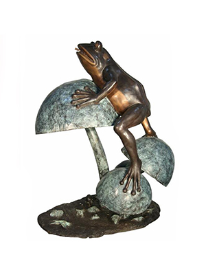 Bronze Frog on Mushrooms Fountain