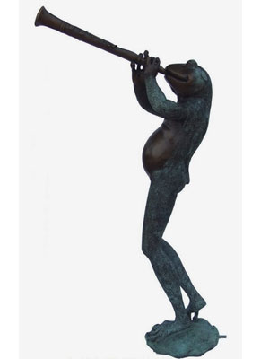 Bronze Frog Playing Flute