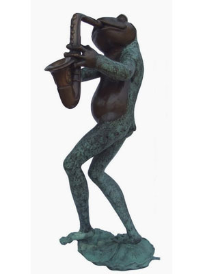 Bronze Frog Playing Saxophone