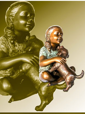 Bronze Girl with Dog