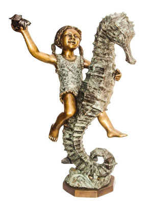 Bronze Girl on Seahorse