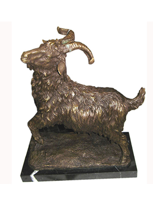 Bronze Goat with Marble Base