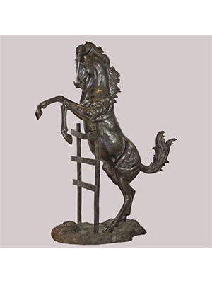Bronze Rearing Horse on Fence - Click Image to Close