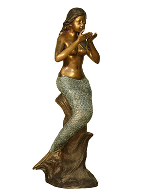 Bronze Mermaid Blowing Water