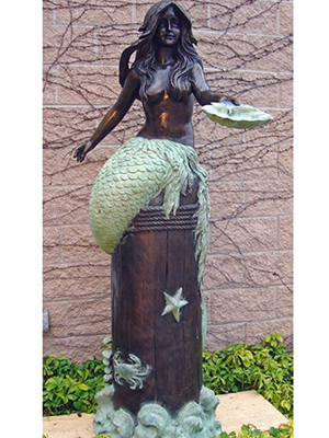 Bronze Mermaid on Pier Fountain
