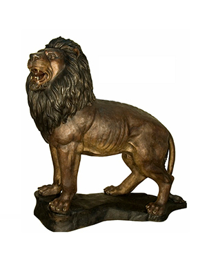 Bronze Standing Lion on Base