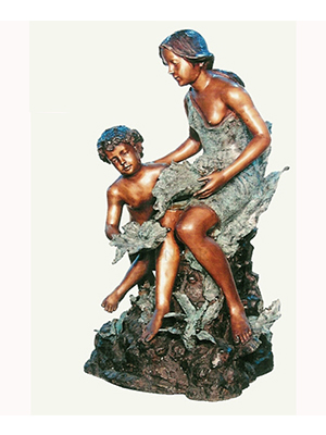 Bronze Mother and Son Fountain