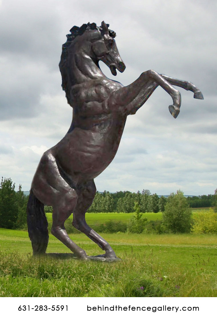 Bronze Rearing Horse Statue 8 1/2 Feet Tall - Click Image to Close