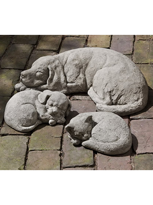 Sleeping Dog Statue Cast Stone