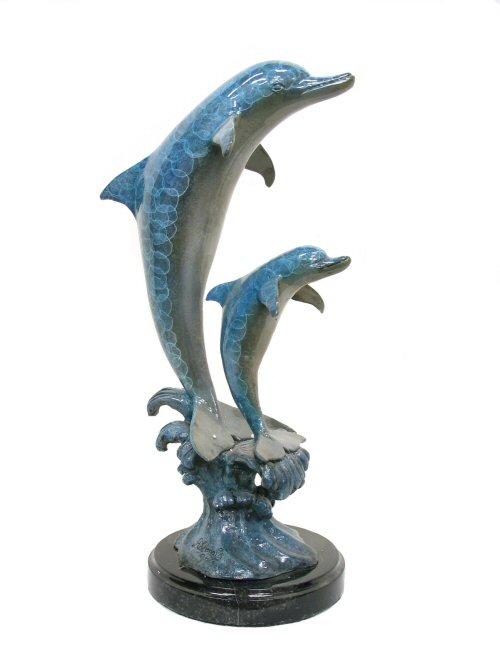Dolphins with Marble Base