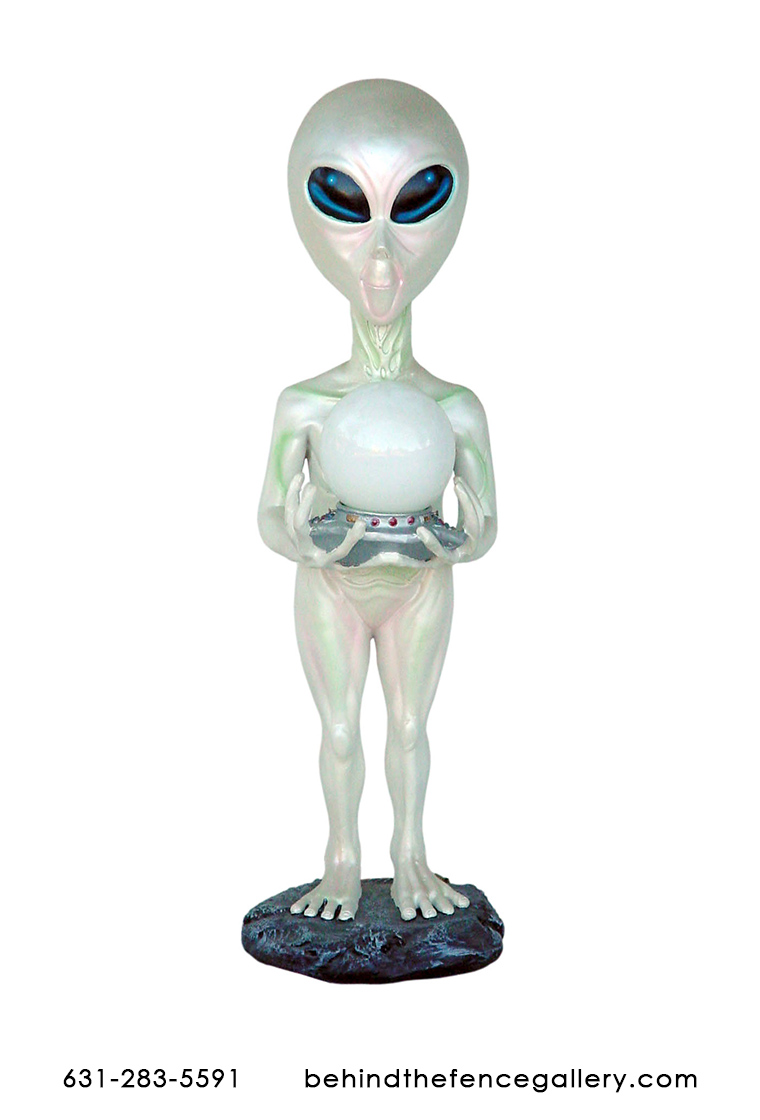 Alien Holding Lamp Statue - Click Image to Close
