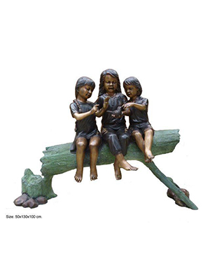 Three Kids Sitting on Log