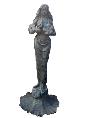 Bronze Woman Holding Water Lily