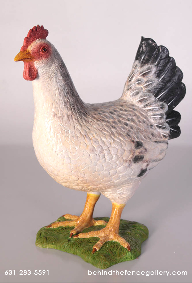 White Chicken Hen Farm Prop Decor Statue