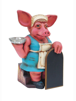 Pig Lady with Menu Board