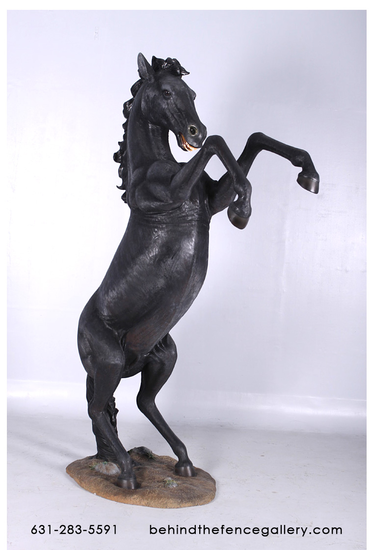 Rearing Black Horse 8 Ft. Statue