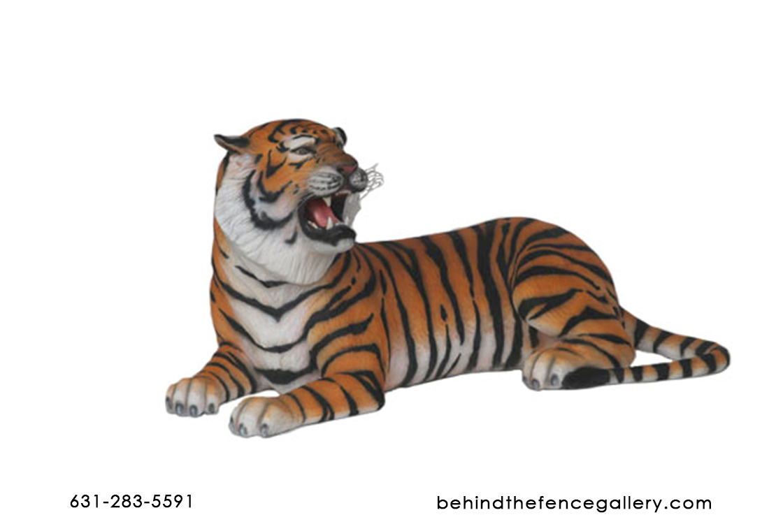 Tiger Statue Lying Down With Open Mouth