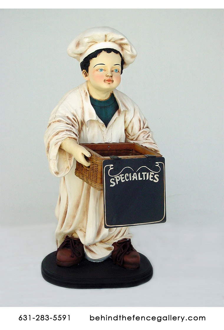 Chef Holding Basket Statue - 3ft.