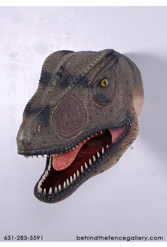 Dinosaur Head Allosaurus Mouth Open Wall Mount Statue