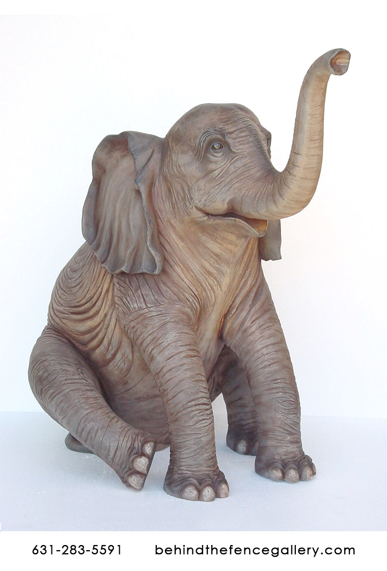 Elephant Sitting Statue - Click Image to Close