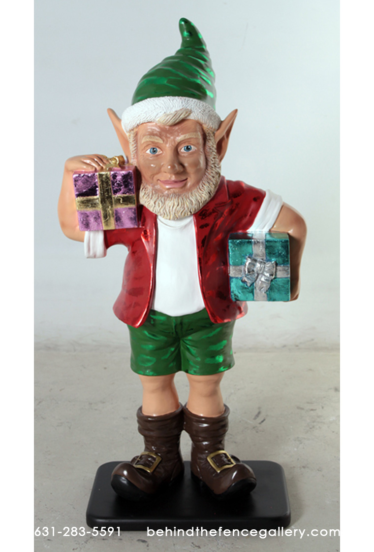 Christmas Elf with 2 Gifts 3ft. Statue