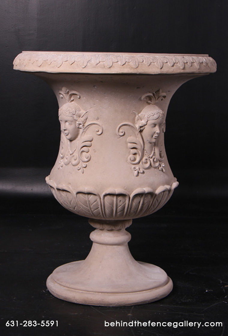 Floral Urn in a Roman Stone Finish - Click Image to Close