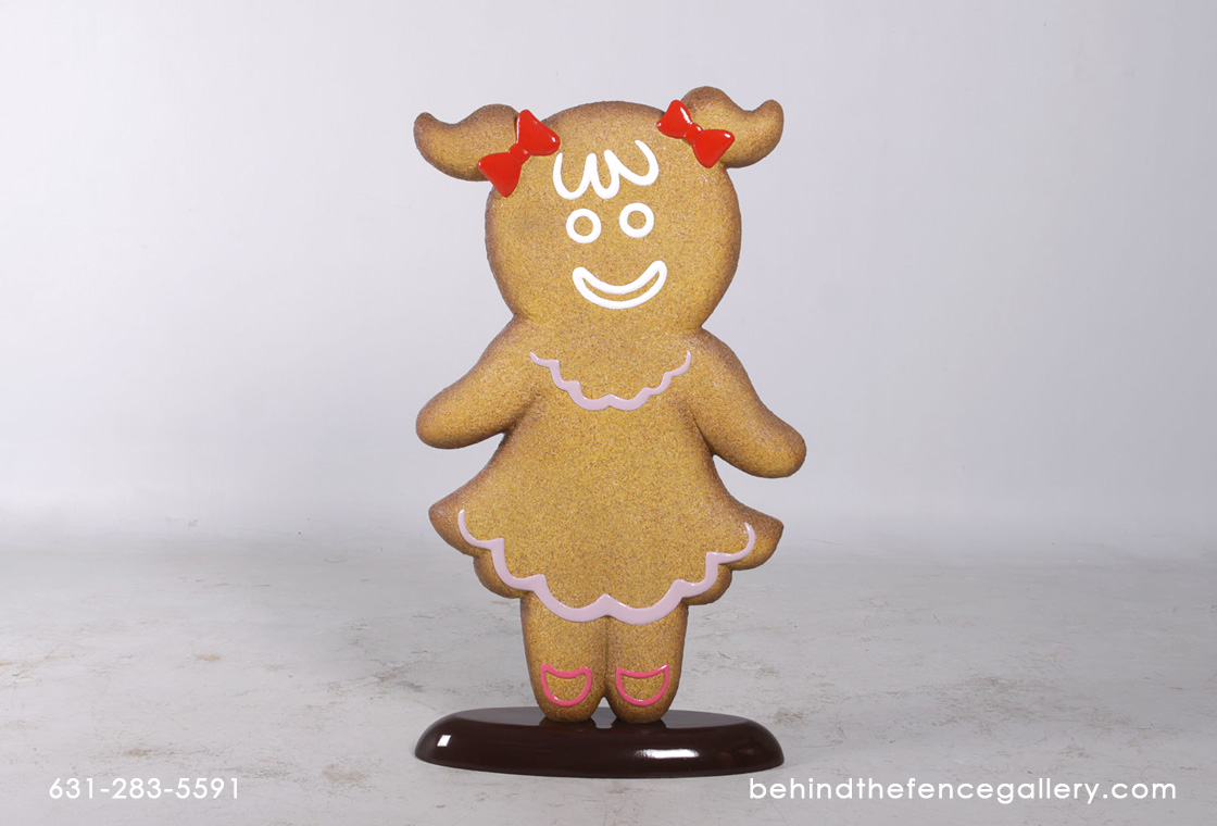 Gingerbread Girl Statue Christmas Theme Prop - Click Image to Close