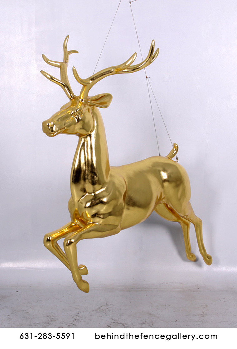 Gold Hanging Reindeer Statue