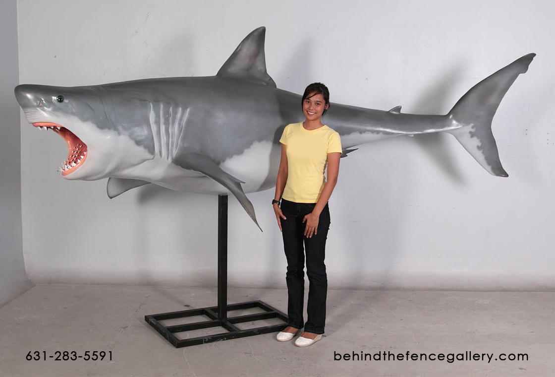 Great White Shark Statue On Base 11 Ft.