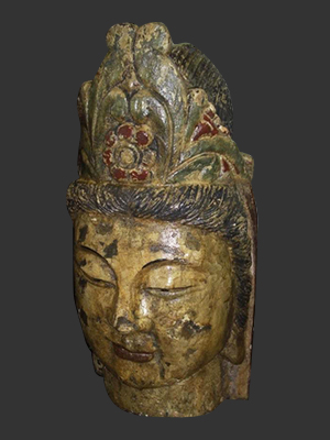 Hand Carved wood Buddha Head
