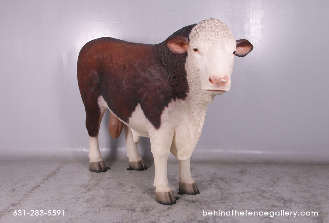 Bull Statue Hereford Farm Animal Prop
