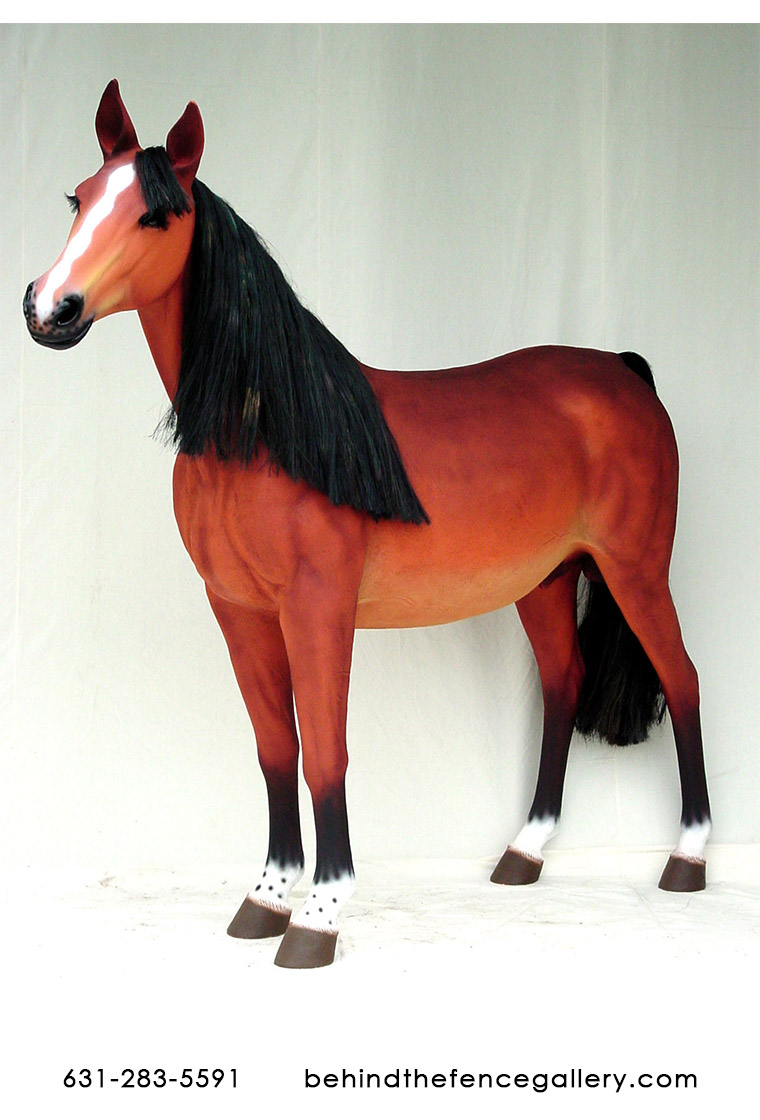 Life Size Horse with Synthetic Mane Statue