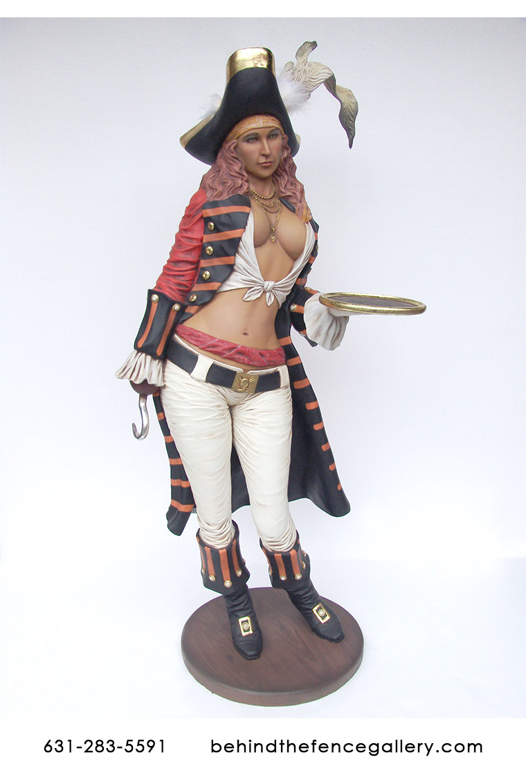 Lady Pirate Statue with Tray