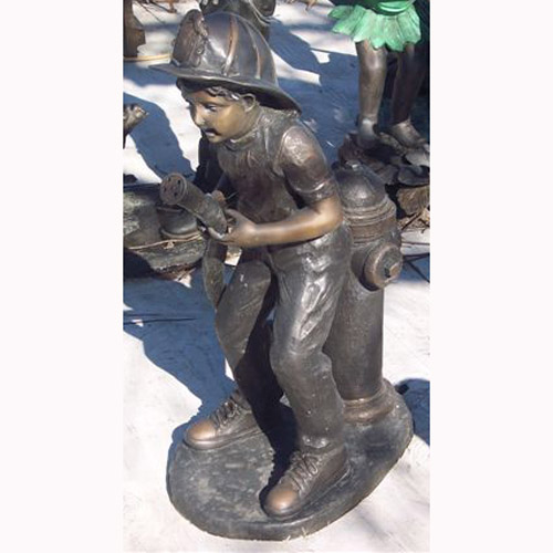Bronze Boy playing Fireman with a Hose