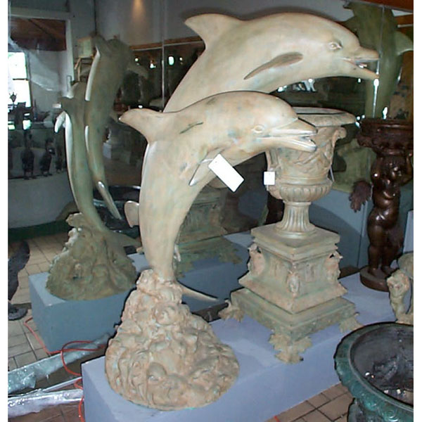 Bronze Two Dolphins Fountain - Click Image to Close