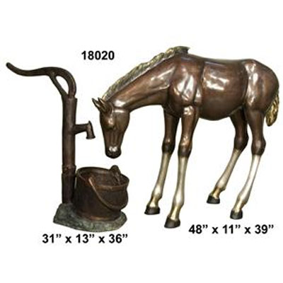 Bronze Baby Colt at the Water Pump (2 piece set)