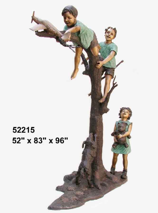 Bronze Kids Climbing a Tree