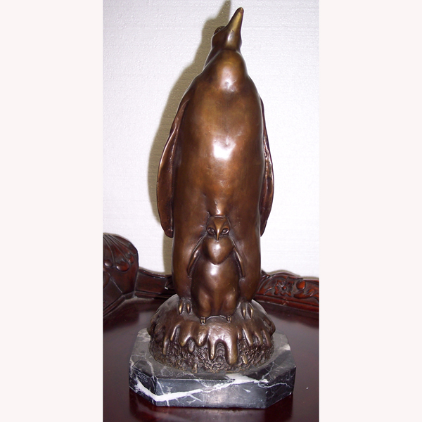 Bronze Penguin with Marble Base