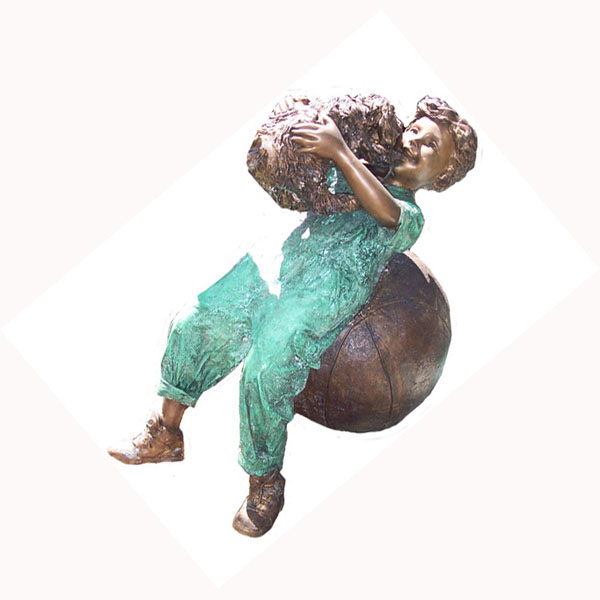 Bronze Boy on Ball with Puppy