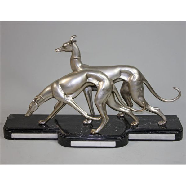 Bronze 2 Greyhounds with Marble