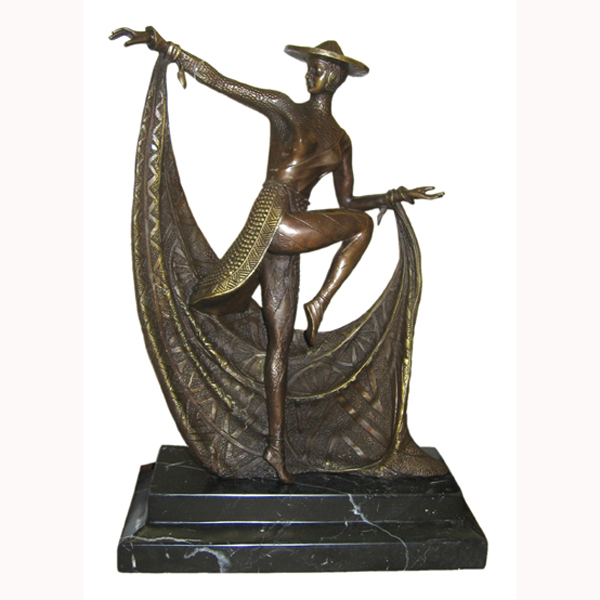Bronze Deco Dancer with Marble Base - Click Image to Close