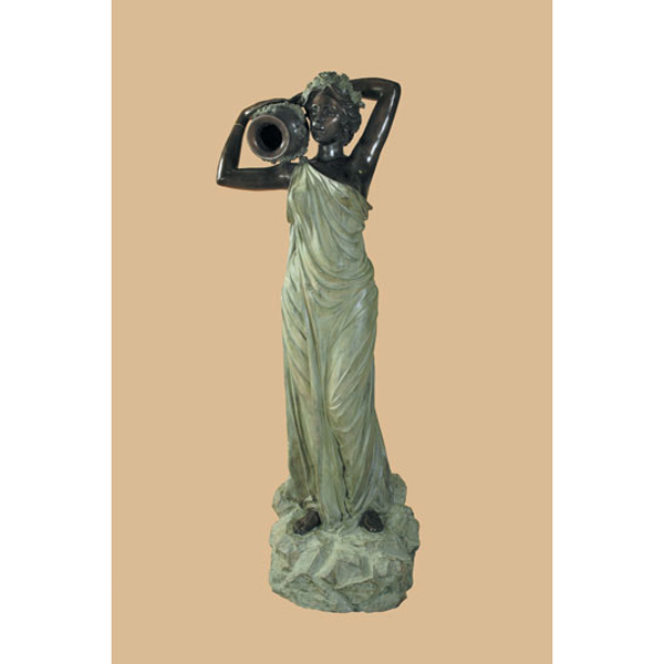 Bronze Woman Holding Urn Fountain - Click Image to Close
